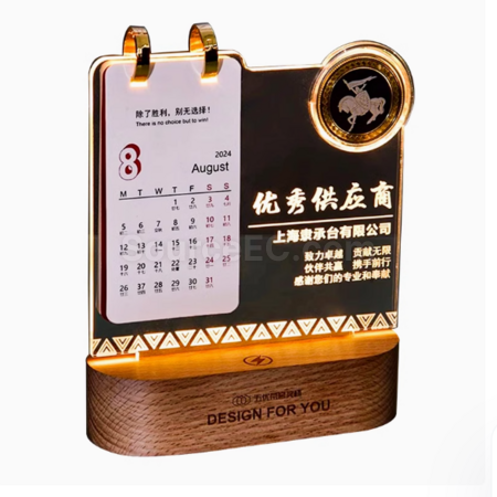 Customization Creative luminous night light table calendar trophy Promotional Products