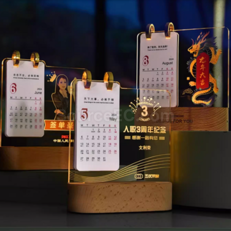 Customization Creative luminous night light table calendar trophy Promotional Products
