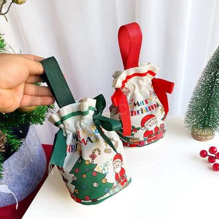 Customization Christmas Tote Drawstring Canvas Bag Promotional Products