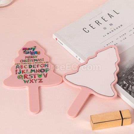 Customization Christmas Tree Handheld Makeup Mirror Promotional Products