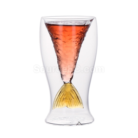 Customization Colorful mermaid double-layer glass cup Promotional Products