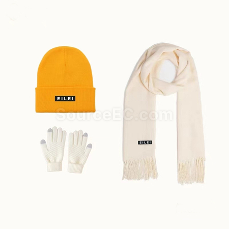 Customization Winter Scarf Hat Gloves Set Promotional Products