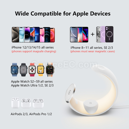 Customization Moon Magnetic Three in One Wireless Mobile Power Night Light Promotional Products