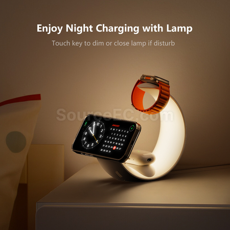 Customization Moon Magnetic Three in One Wireless Mobile Power Night Light Promotional Products