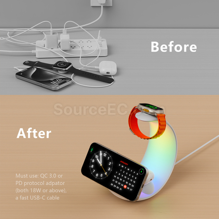 Customization Moon Magnetic Three in One Wireless Mobile Power Night Light Promotional Products