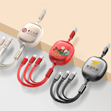 Customization 3 in 1 Retractable Quick Charge Data Line Promotional Products