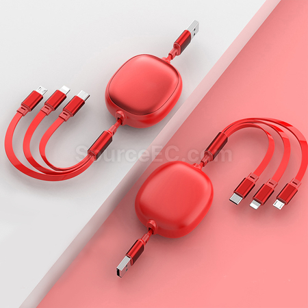 Customization 3 in 1 Retractable Quick Charge Data Line Promotional Products