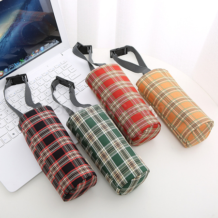 Customization Checkered Canvas Water Cup Bag Promotional Products