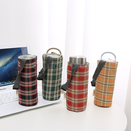 Customization Checkered Canvas Water Cup Bag Promotional Products