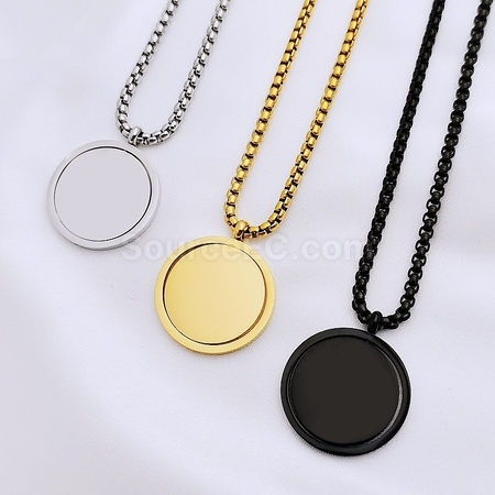 Customization Rotating Round Plate Titanium Steel Necklace Promotional Products