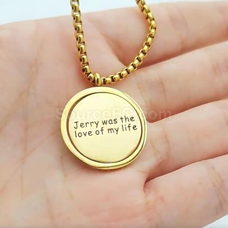 Customization Rotating Round Plate Titanium Steel Necklace Promotional Products