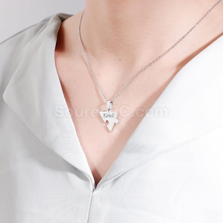 Customization Engraved Heart Puzzle Necklace Promotional Products