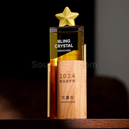 Customization Solid Wood Crystal Trophy Promotional Products