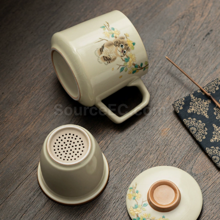 Customization Ceramic filter tea cup Promotional Products