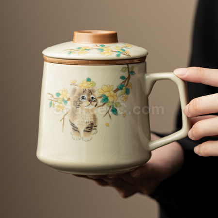 Customization Ceramic filter tea cup Promotional Products