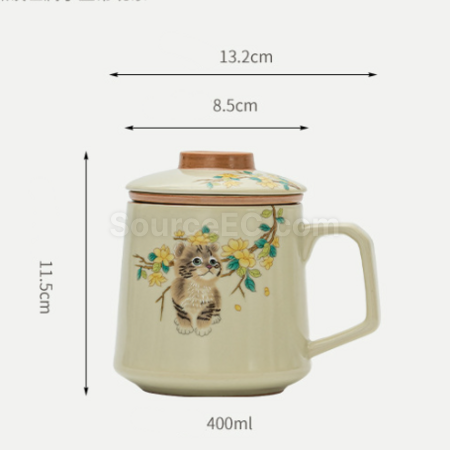 Customization Ceramic filter tea cup Promotional Products