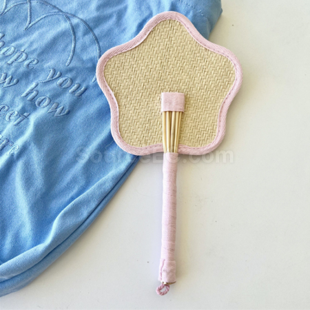 Customization Flower and Grass Weaving Fan Promotional Products