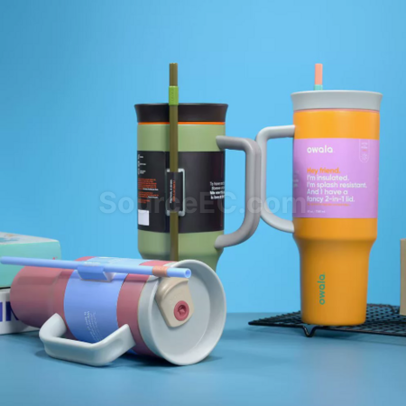 Customization Large capacity double-layer vacuum straw thermos cup Promotional Products