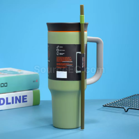Customization Large capacity double-layer vacuum straw thermos cup Promotional Products