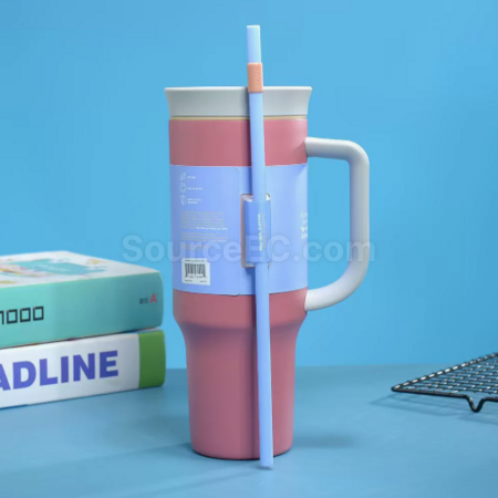 Customization Large capacity double-layer vacuum straw thermos cup Promotional Products