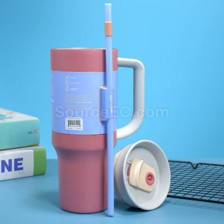 Customization Large capacity double-layer vacuum straw thermos cup Promotional Products