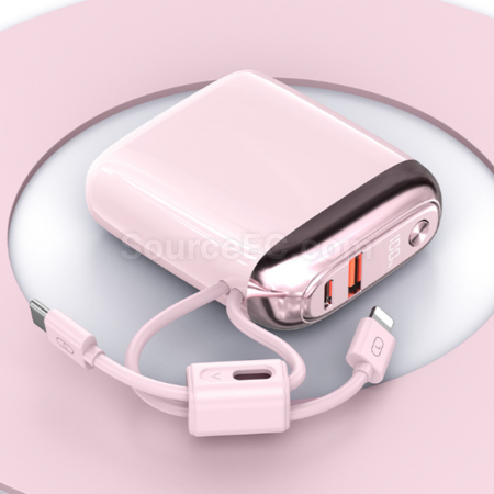Customization Mini power bank with built-in fast charging cable Promotional Products