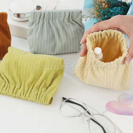 Customization Corduroy automatic closure portable storage bag Promotional Products