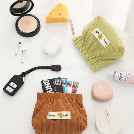 Customization Corduroy automatic closure portable storage bag Promotional Products