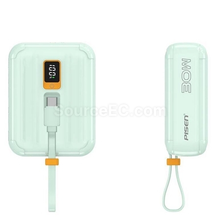 Customization Mini Portable Power Bank With Built-In Cable Promotional Products