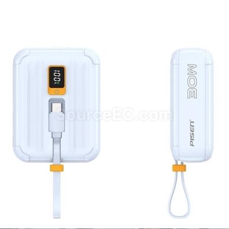 Customization Mini Portable Power Bank With Built-In Cable Promotional Products