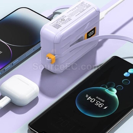 Customization Mini Portable Power Bank With Built-In Cable Promotional Products