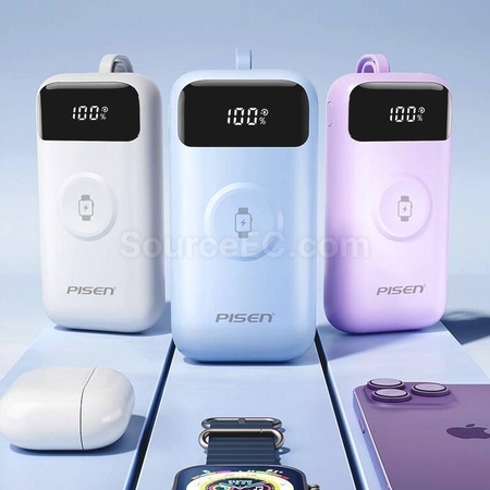Customization Mini Portable Power Bank With Built-In Cable Promotional Products