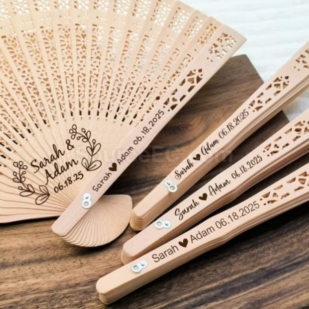 Customization Carved Fragrant Wood Folding Fan Promotional Products