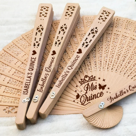 Customization Carved Fragrant Wood Folding Fan Promotional Products