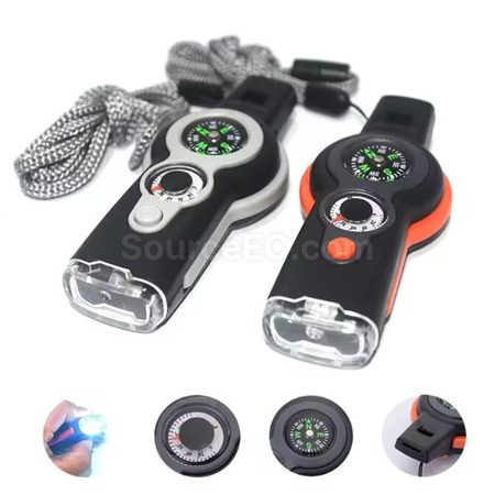 Customization 7-in-1 Survival Multifunctional Compass Outdoor Whistle Promotional Products