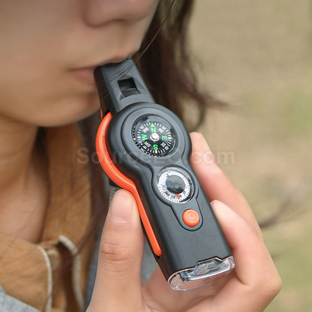 Customization 7-in-1 Survival Multifunctional Compass Outdoor Whistle Promotional Products