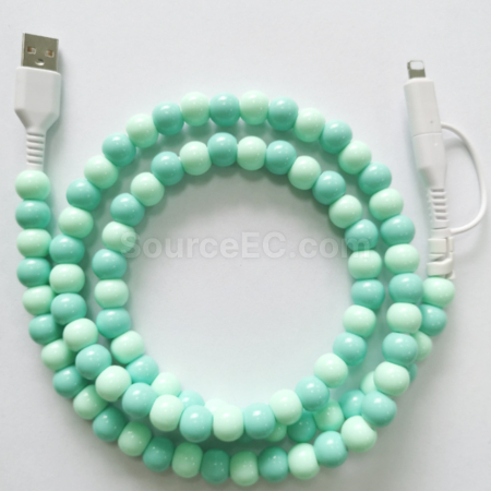 Customization One to two colored bead charging cable Promotional Products