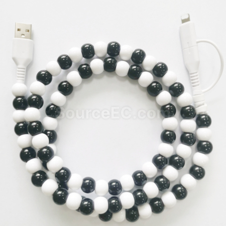 Customization One to two colored bead charging cable Promotional Products