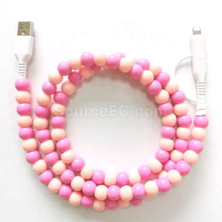 Customization One to two colored bead charging cable Promotional Products