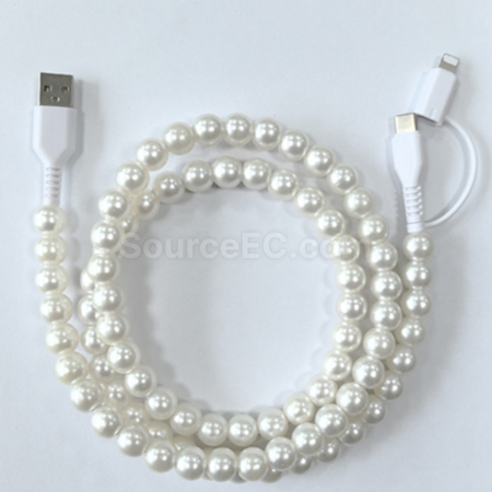 Customization One to two colored bead charging cable Promotional Products