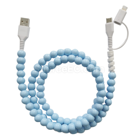 Customization One to two colored bead charging cable Promotional Products