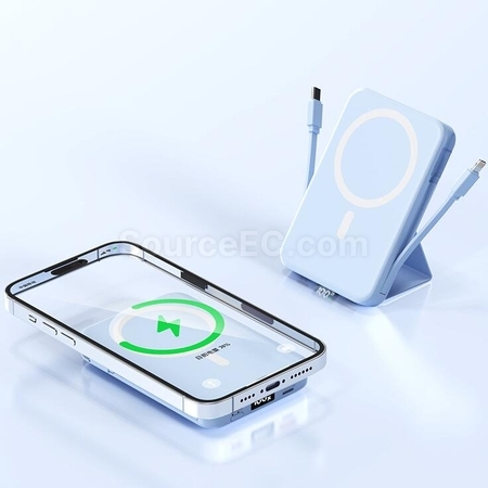 Customization Magnetic Wireless Charging Power Bank With Built-in Wire Promotional Products