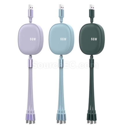 Customization 66W 3-in-1 Retractable Charging Cable Promotional Products