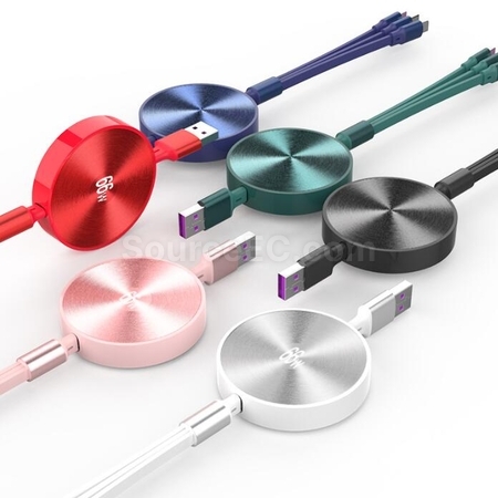 Customization Three-In-One Retractable Data Charging Cable Promotional Products