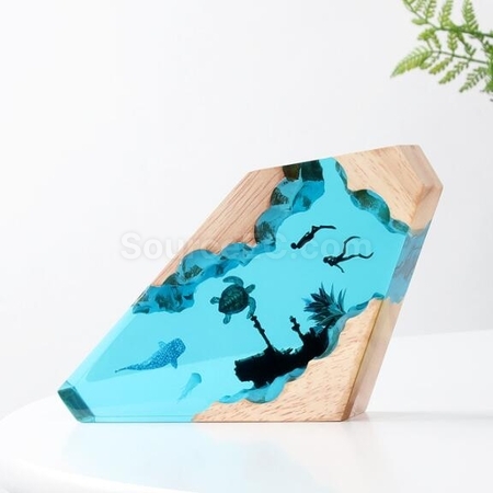 Customization Solid Wood Resin Night Light Art Ornaments Promotional Products