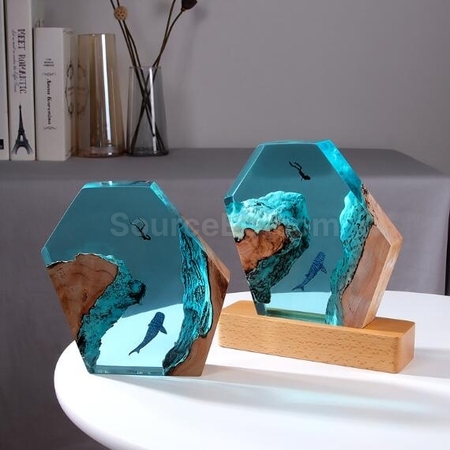 Customization Solid Wood Resin Night Light Art Ornaments Promotional Products