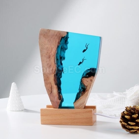 Customization Solid Wood Resin Night Light Art Ornaments Promotional Products