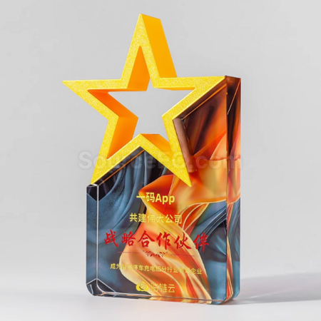 Customization Colorful Five-Star Crystal Trophy Promotional Products