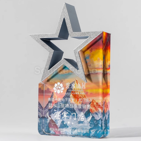 Customization Colorful Five-Star Crystal Trophy Promotional Products