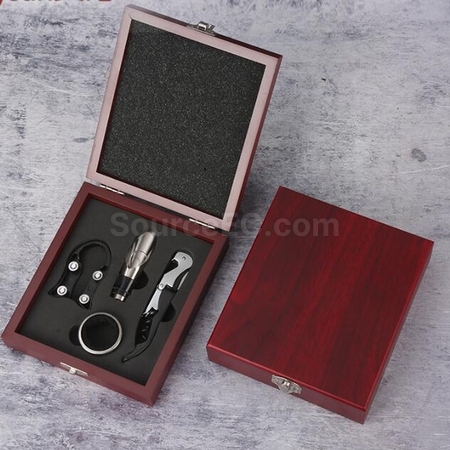 Customization High-Grade Stainless Steel Bottle Opener Set With Bamboo Box Promotional Products